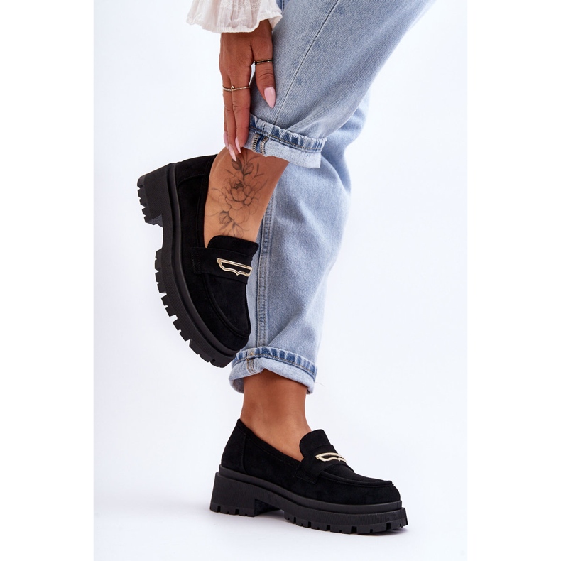 PS1 Mocassim feminino de camurça preto puro amor 2