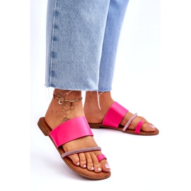 Flip -flops femininos com uma tira de fúcsia decorativa rosa 3