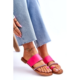 Flip -flops femininos com uma tira de fúcsia decorativa rosa 6