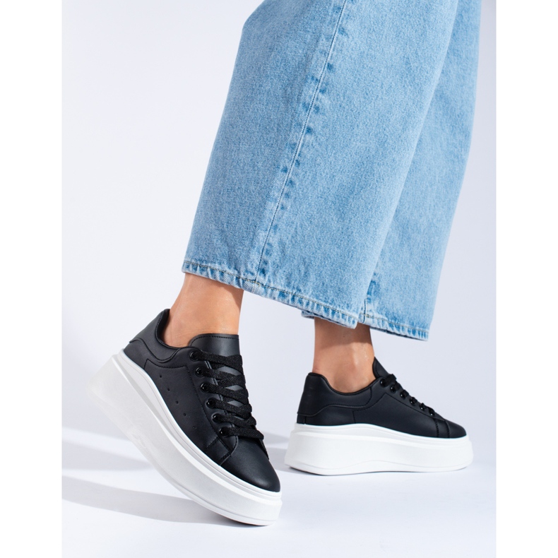 Sapatos desportivos femininos pretos Shelovet branco 1