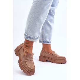 PS1 Mocassim feminino de camurça bege escuro Pure Love 1