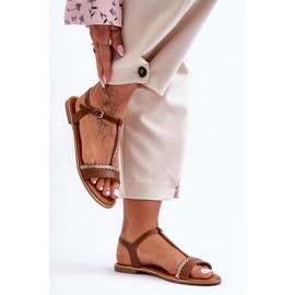 Sandália feminina marrom Penna com zircônia cúbica castanho 1 Sandália feminina marrom Penna com zircônia cúbica castanho 1