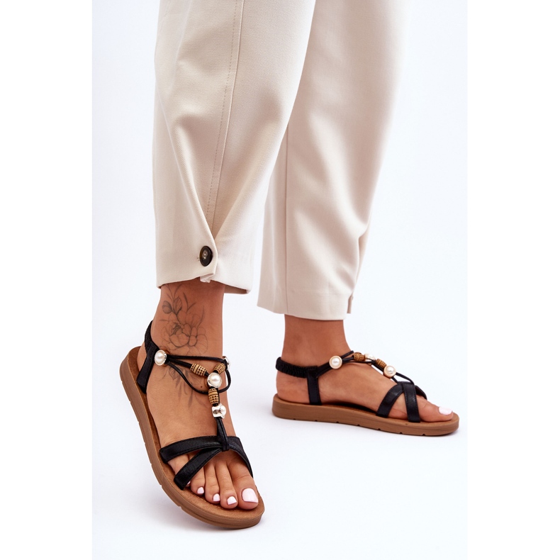 PG1 Sandálias femininas com glitter preto midol 2