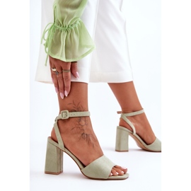 Sandália de salto alto de camurça verde Harriet 2