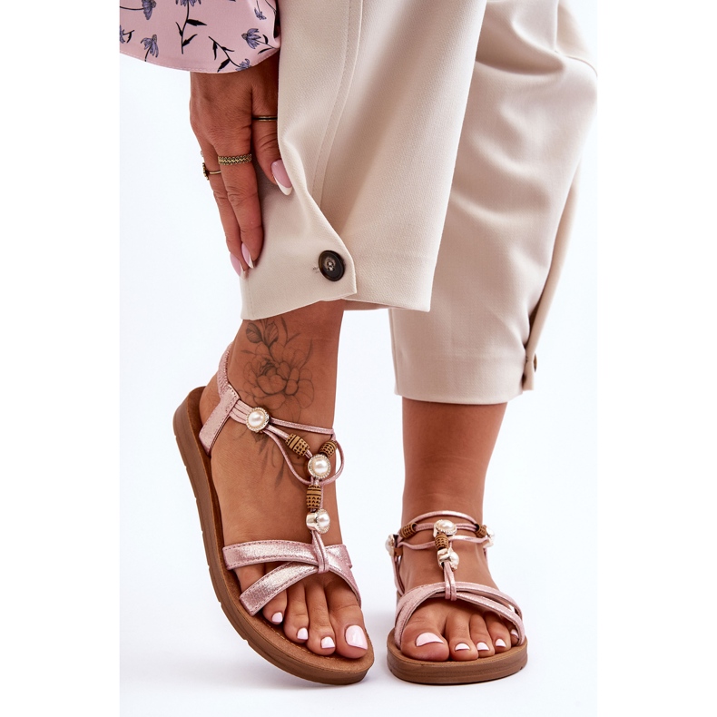 PG1 Sandália feminina com brilho enfeitado rosa Midol 2