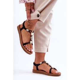 PG1 Sandálias femininas com aplicações pretas Kushi preto 2