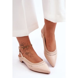 PG1 Sabrinas de couro bege Laroshe com tachas 1