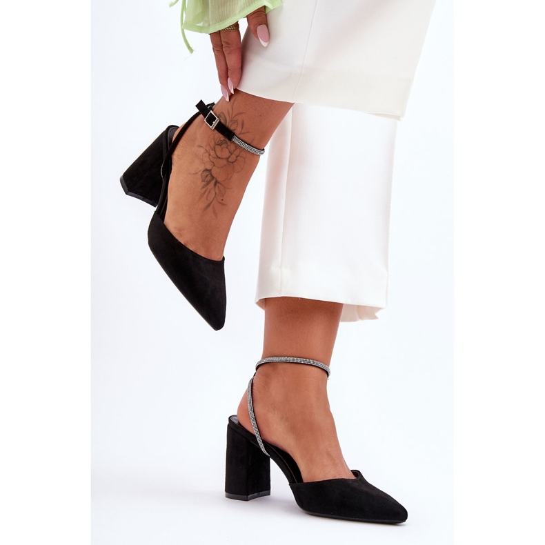 PG1 Sapatos de camurça com tira decorativa preto Lirosa 2