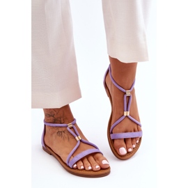 Sandálias Femininas Planas com Zíper Roxo Jullie tolet 1