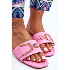 Chinelos clássicos femininos com decoração rosa impressionante 2