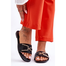 Chinelos femininos clássicos pretos impressionantes com enfeites 1