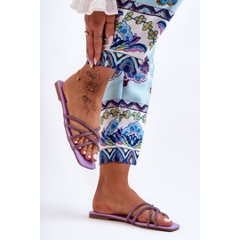 Chinelos Femininos com Listras e Joias Violet Leomi tolet 1