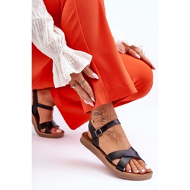 Sandálias femininas clássicas pretas talisma de couro preto 2