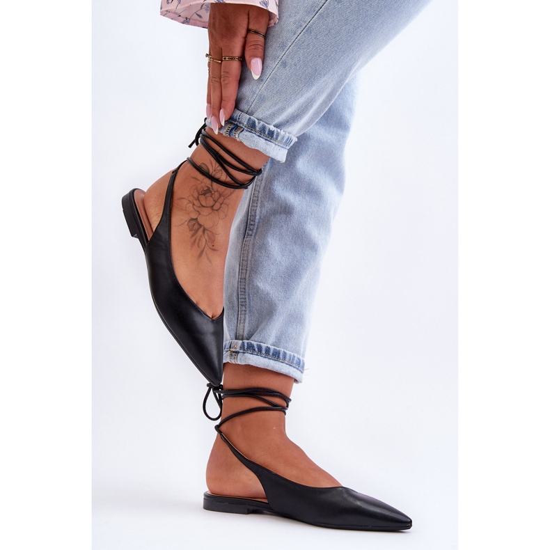 PG1 Sabrinas femininas com cadarço pretas Lilly Ann preto 2