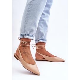 PG1 Sapatilha feminina nude Lilly Ann com cadarço bege 1