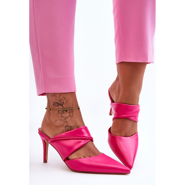 Chinelos de couro fúcsia Aveline rosa 1
