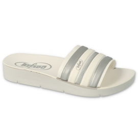 Chinelos infantis Befado 067Y001 bege com listras branco 3