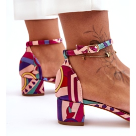 STEPHAN Sandálias de Salto Alto de Cetim Estampadas Red Mix Inspire Me! multicolorido 3