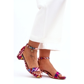 STEPHAN Sandálias de Salto Alto de Cetim Estampadas Red Mix Inspire Me! multicolorido 4