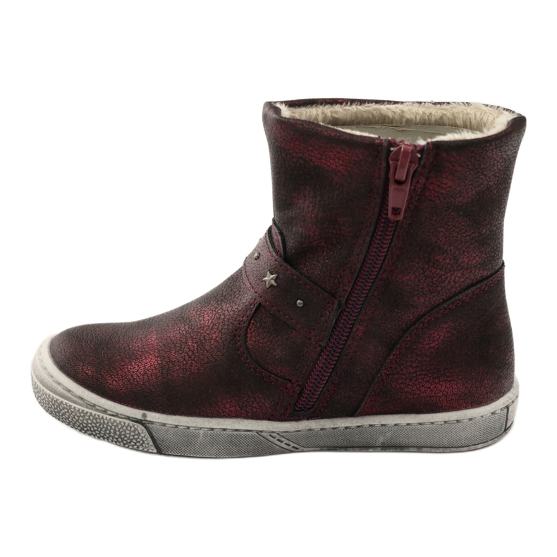 American Club Botas de inverno, botas cor de vinho com zíper americano vermelho 2