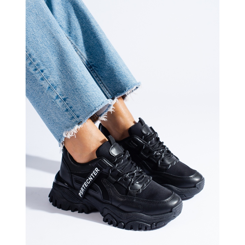 Seastar Ténis Shelovet pretos de mulher com sola grossa 1