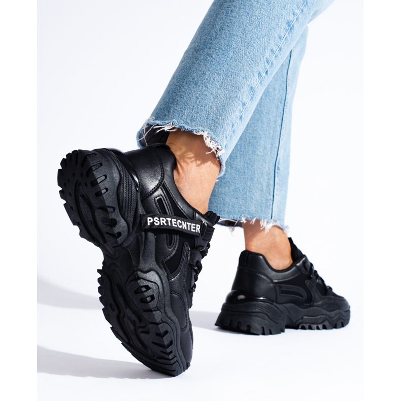 Seastar Ténis Shelovet pretos de mulher com sola grossa 2