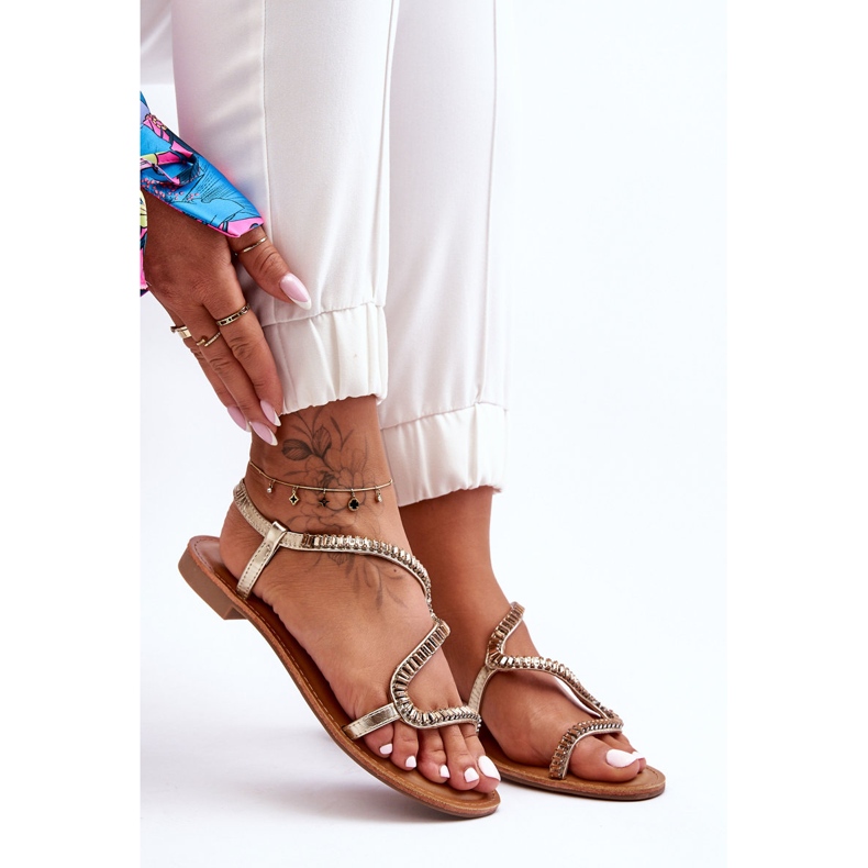 Sandálias femininas douradas Hayen sem cadarço dourado 1 Sandálias femininas douradas Hayen sem cadarço dourado 1