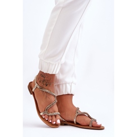 Sandálias femininas douradas Hayen sem cadarço dourado 2