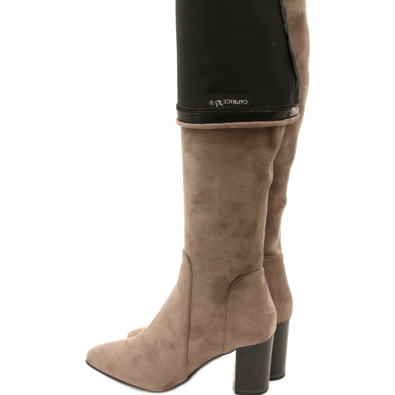 Botas elásticas taupe femininas Caprice 9-25521-41 355 botas bege acima do joelho 4