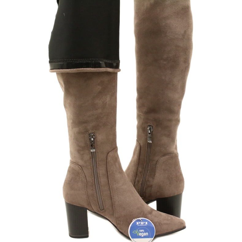 Botas elásticas taupe femininas Caprice 9-25521-41 355 botas bege acima do joelho 5