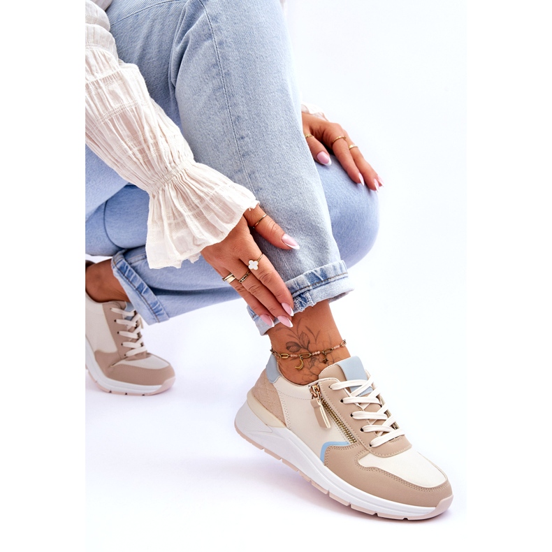PA1 Calçados esportivos femininos com zíper bege Larisa 4