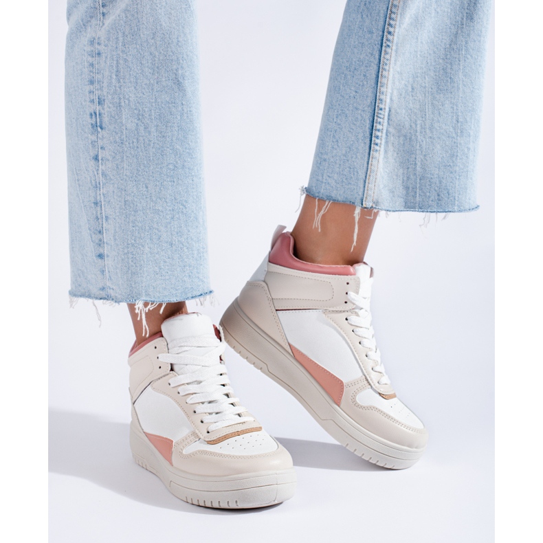 Ténis altos de mulher Shelovet bege 1