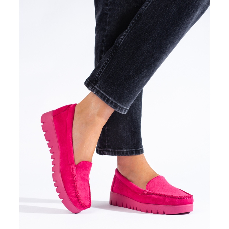 W. Potocki Mocassins de camurça rosa sem cadarço com sola grossa da Potocki 2