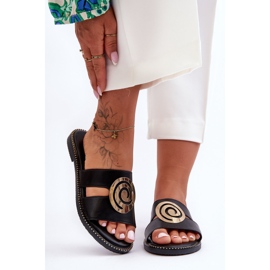 Chinelos da moda com decoração espelhada pretos profundos 1