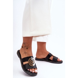 Chinelos da moda com decoração espelhada pretos profundos 2