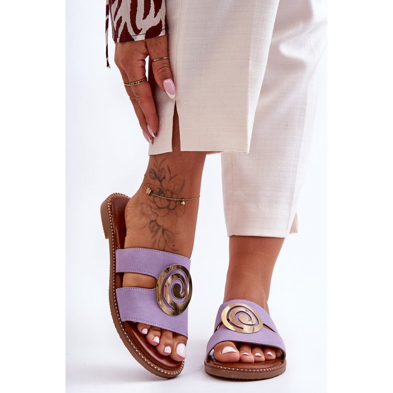 Chinelos da moda com decoração de espelho roxo profundo 1
