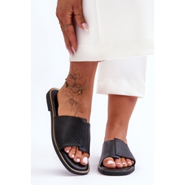 Chinelos femininos de couro preto Harmony 1