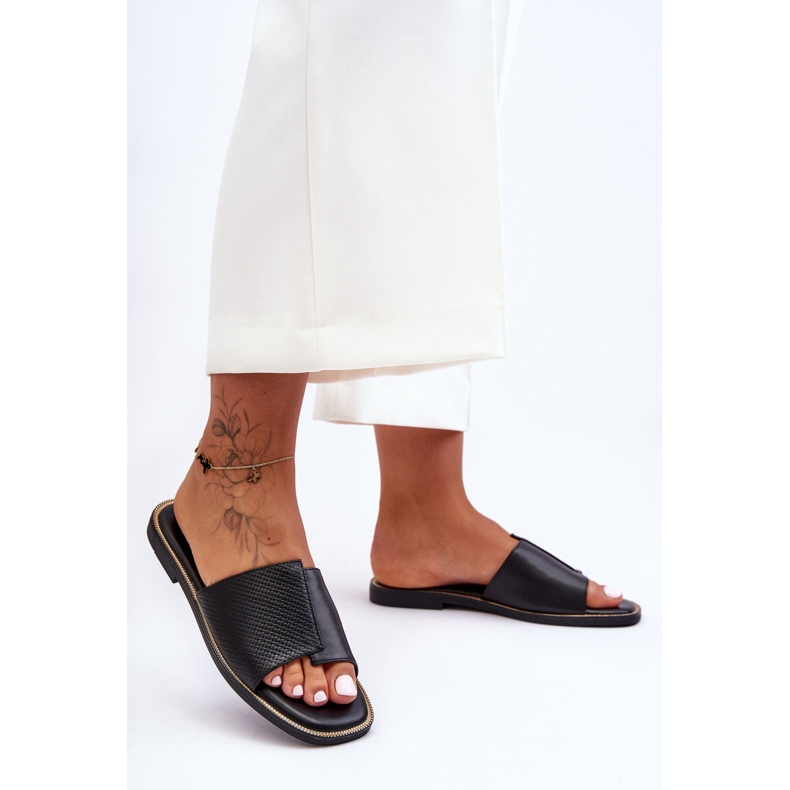 Chinelos femininos de couro preto Harmony 2