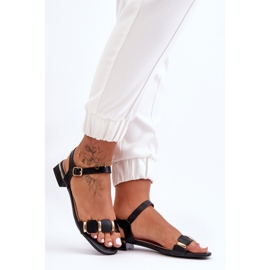 Sandálias femininas com tira decorativa preta lisa Adissa preto 1