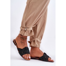 Chinelos femininos pretos de tecido Aversa 1