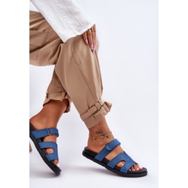 Chinelos femininos de velcro azul escuro Jose 1