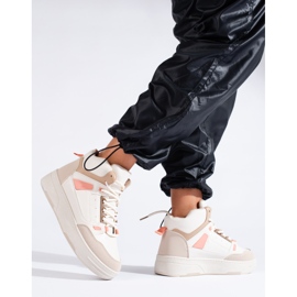 Sapatilhas High Shelovet de mulher bege 1