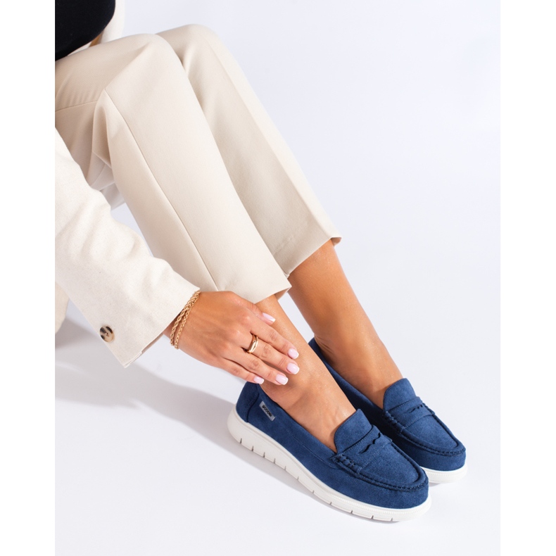 Mocassins de mulher Shelovet azul com sola flexível 1 Mocassins de mulher Shelovet azul com sola flexível 1