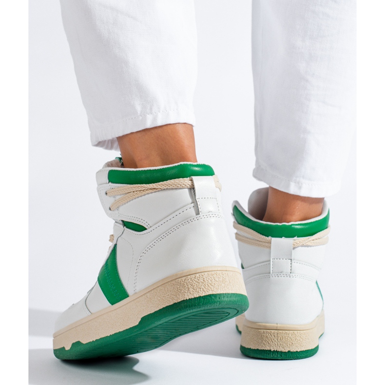 Tênis feminino Shelovet alto branco e verde 2
