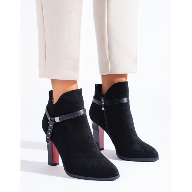 Shelovet bota de camurça com salto preto 1