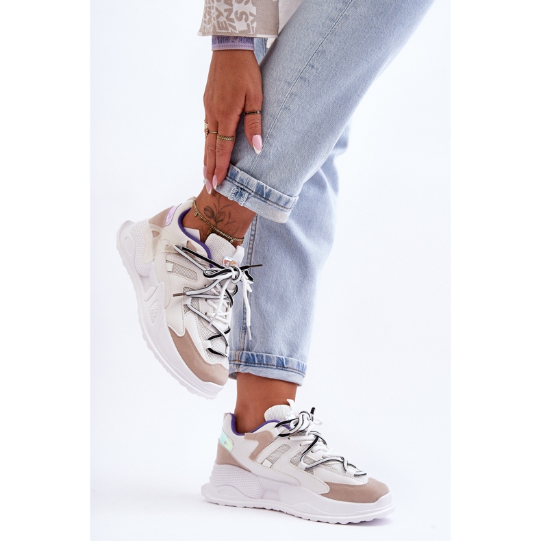 Sapatos esportivos com plataforma de couro branco Sifel 2