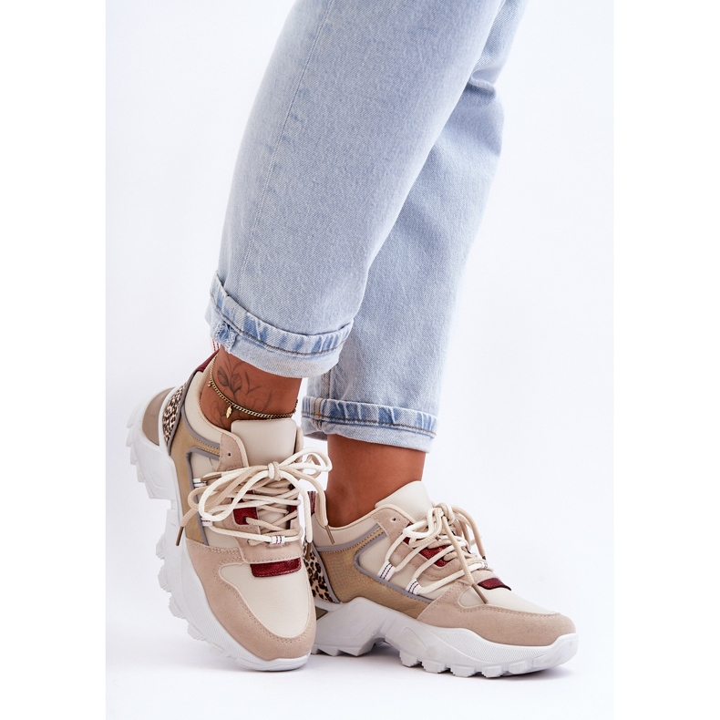 Sapatos esportivos em sola maciça bege Corena 2