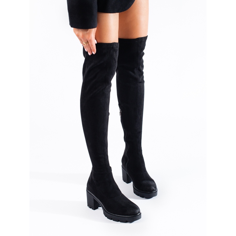 Botas femininas de cano alto no poste Shelovet preto 1