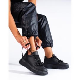 Sapatilhas pretas de mulher com corrente Shelovet preto 1