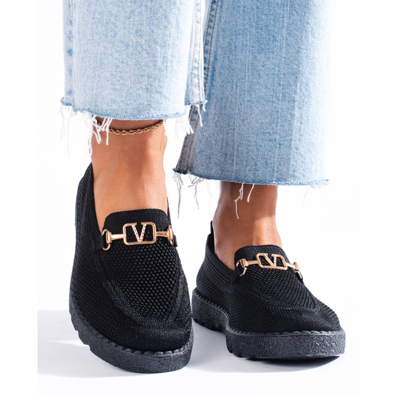 Mocassins têxteis de mulher Shelovet preto 1
